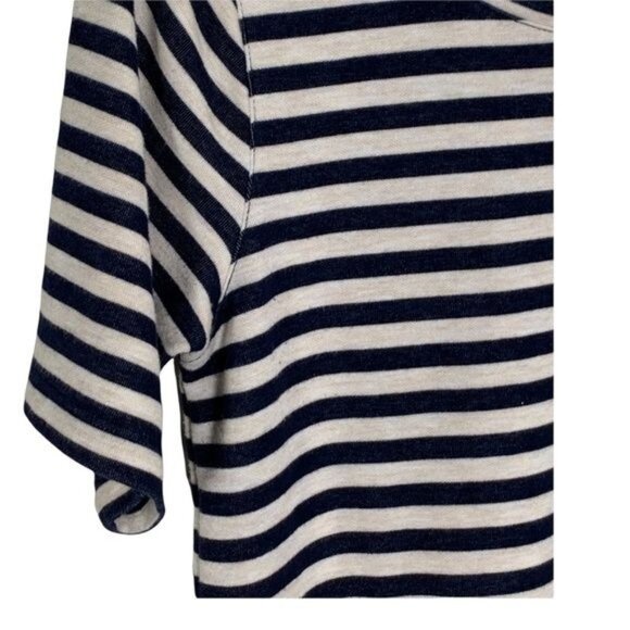 Marina Luna Striped Drop Waist Mini Dress Medium Navy Cream Short Sleeve Casual - Picture 5 of 7